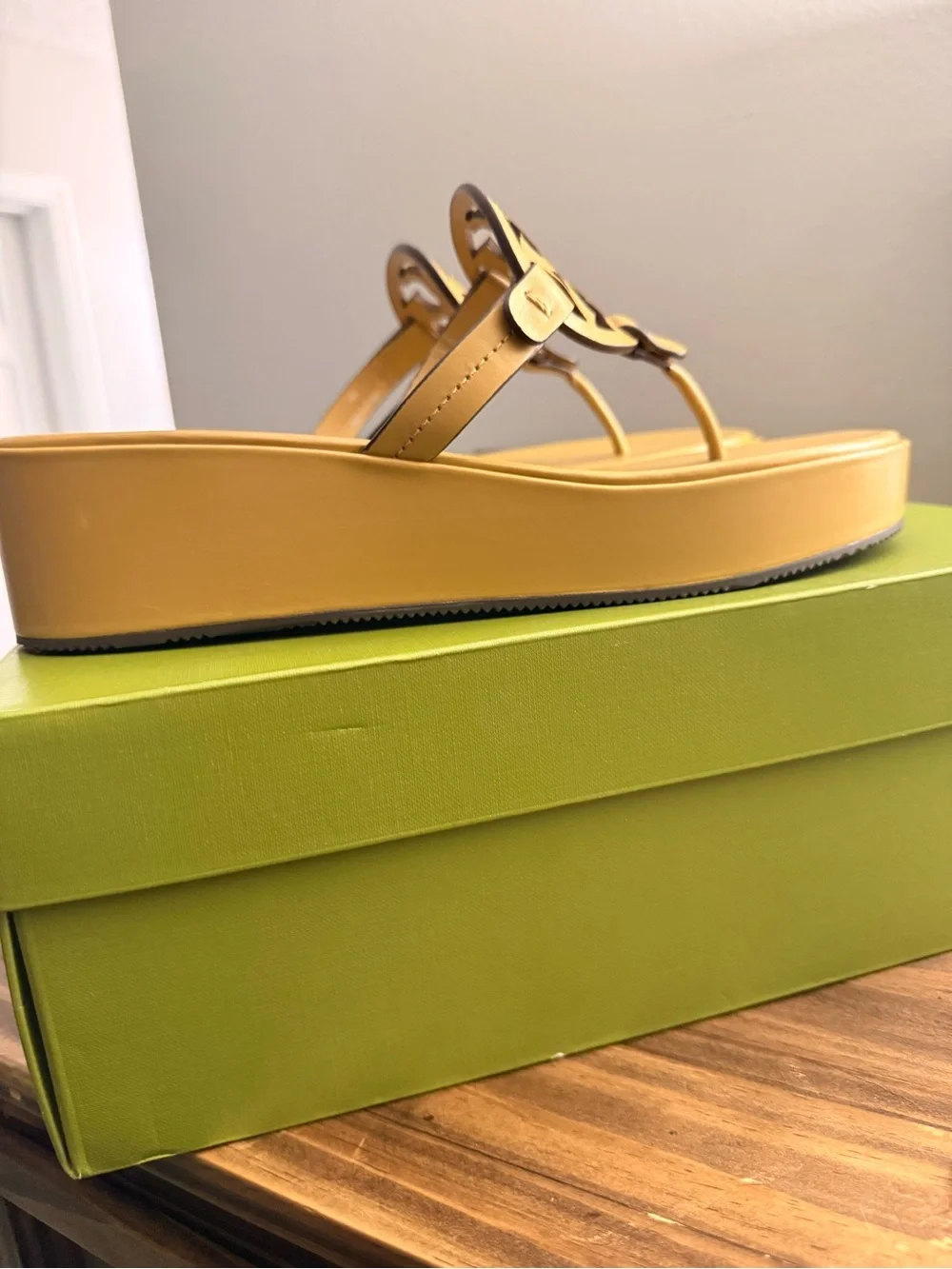 Tory Burch Ginger Shortbread Wedge Thong Sandals